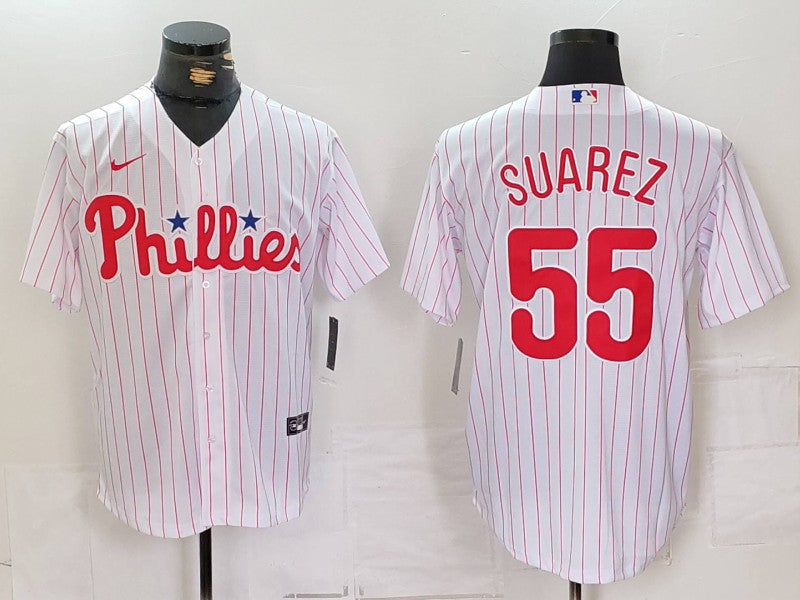 Men's Philadelphia Phillies Ranger Suarez #55 White Home Replica Player Jersey1 baseball jersey product view 1