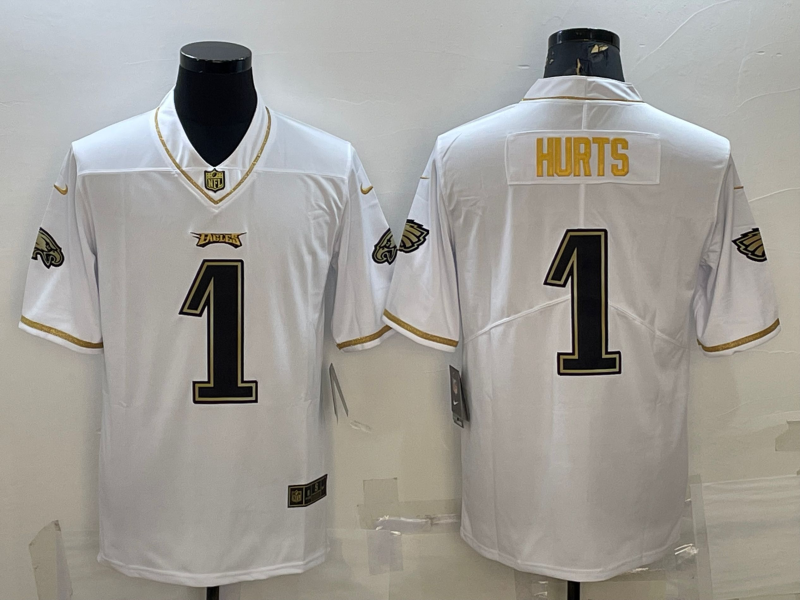 Men's Philadelphia Eagles Jalen Hurts #1 White Player Jersey1 football jersey product view 1