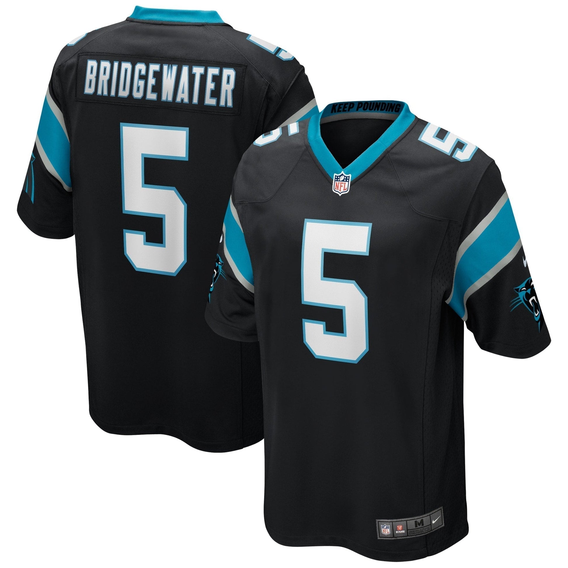 Teddy Bridgewater Carolina Panthers Nike Game Jersey - Black football jersey product view 1