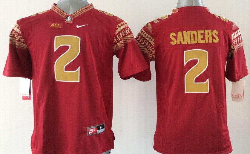 Men's Florida State Seminoles Deion Sanders #2 Red Player Game Jersey sports jersey product view 1