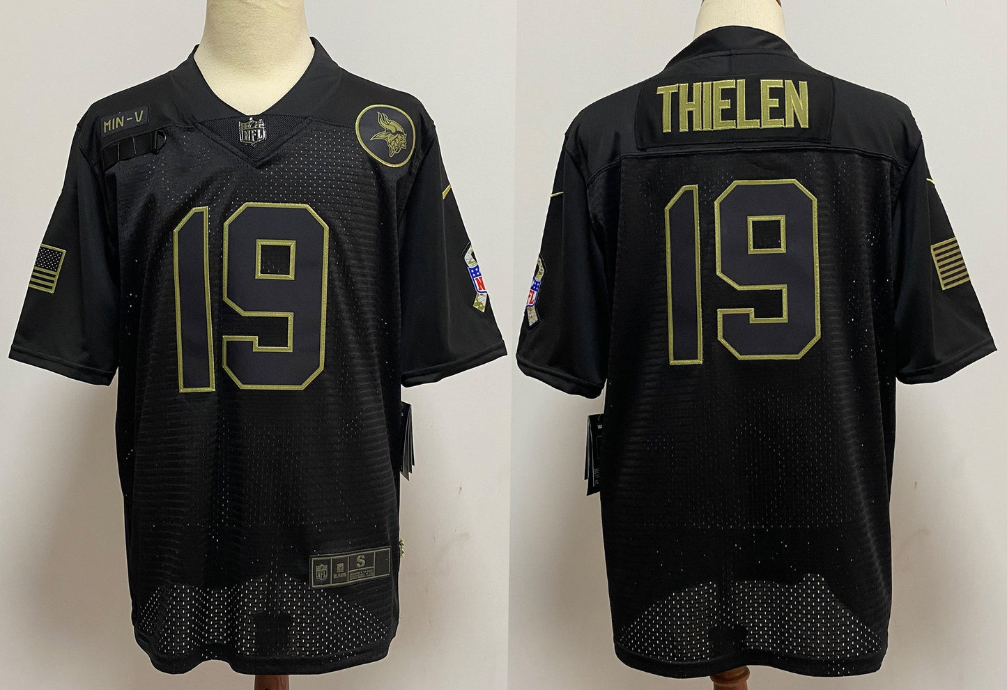 Men's Minnesota Vikings Adam Thielen Black 2020 Salute To Service Limited Jersey1 football jersey product view 1