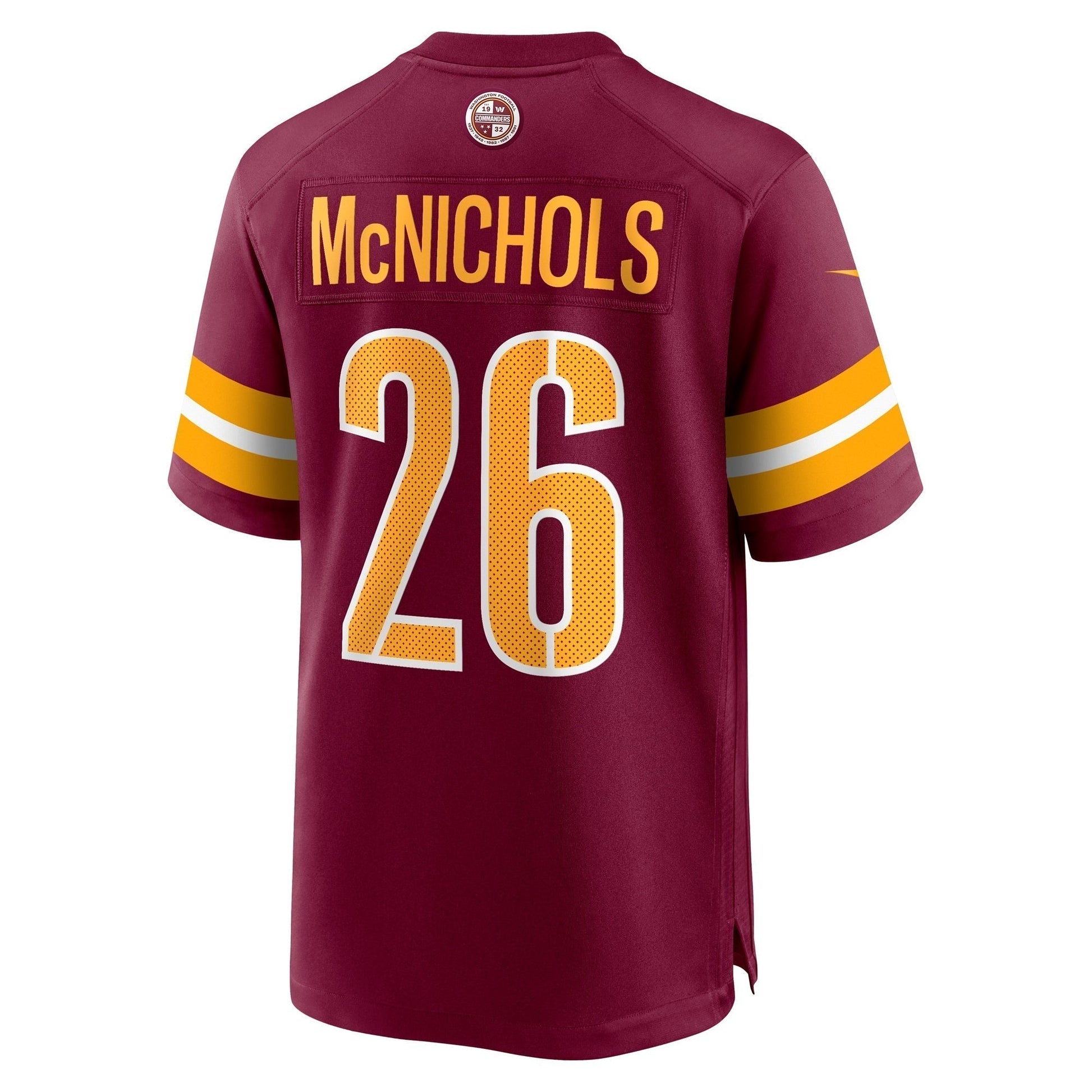 Jeremy McNichols Washington Commanders Nike Game Jersey - Burgundy football jersey product view 3