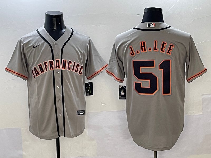 Men's San Francisco Giants Jung Hoo Lee #51 Gray Replica Player Jersey baseball jersey product view 1