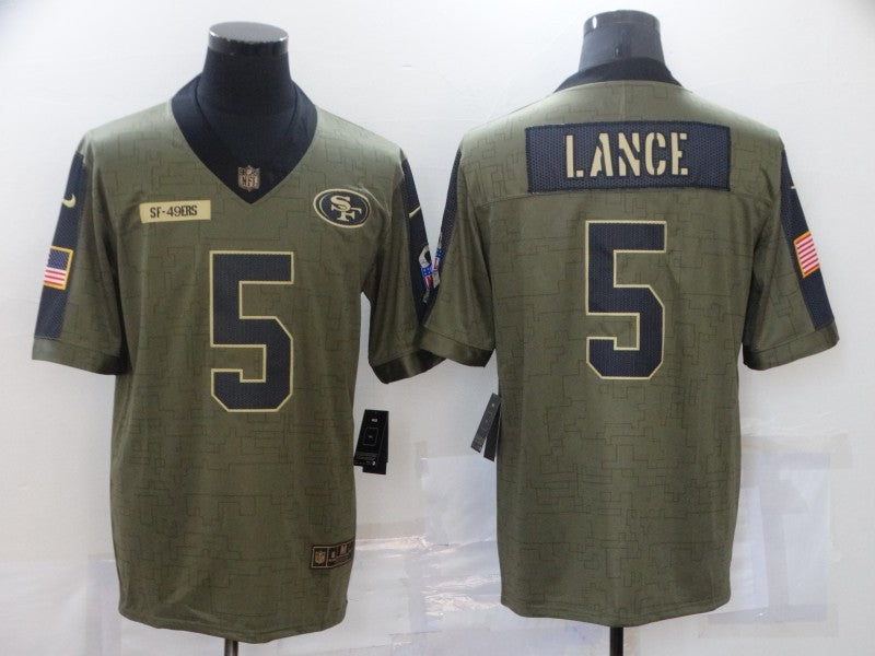 Men's San Francisco 49ers Trey Lance #5 Brown Game Jersey1 football jersey product view 1