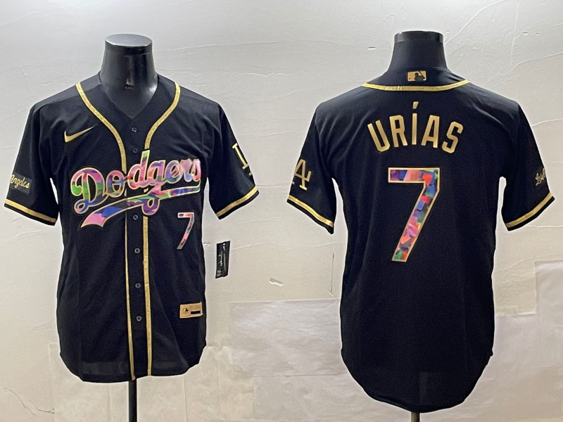 Men's Los Angeles Dodgers Julio Urias #7 Black Limited Player Jersey1 baseball jersey product view 1