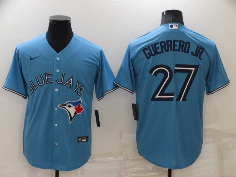 Men's Toronto Blue Jays Vladimir Guerrero Jr. #27 Light Blue Replica Baseball Jersey1 baseball jersey product view 1