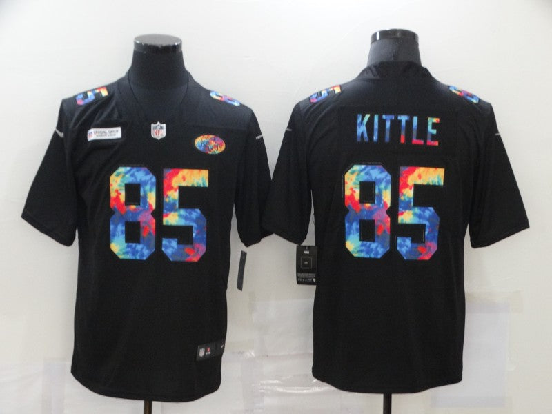 Men's San Francisco 49ers George Kittle #85 Black Authentic Game Jersey1 football jersey product view 1