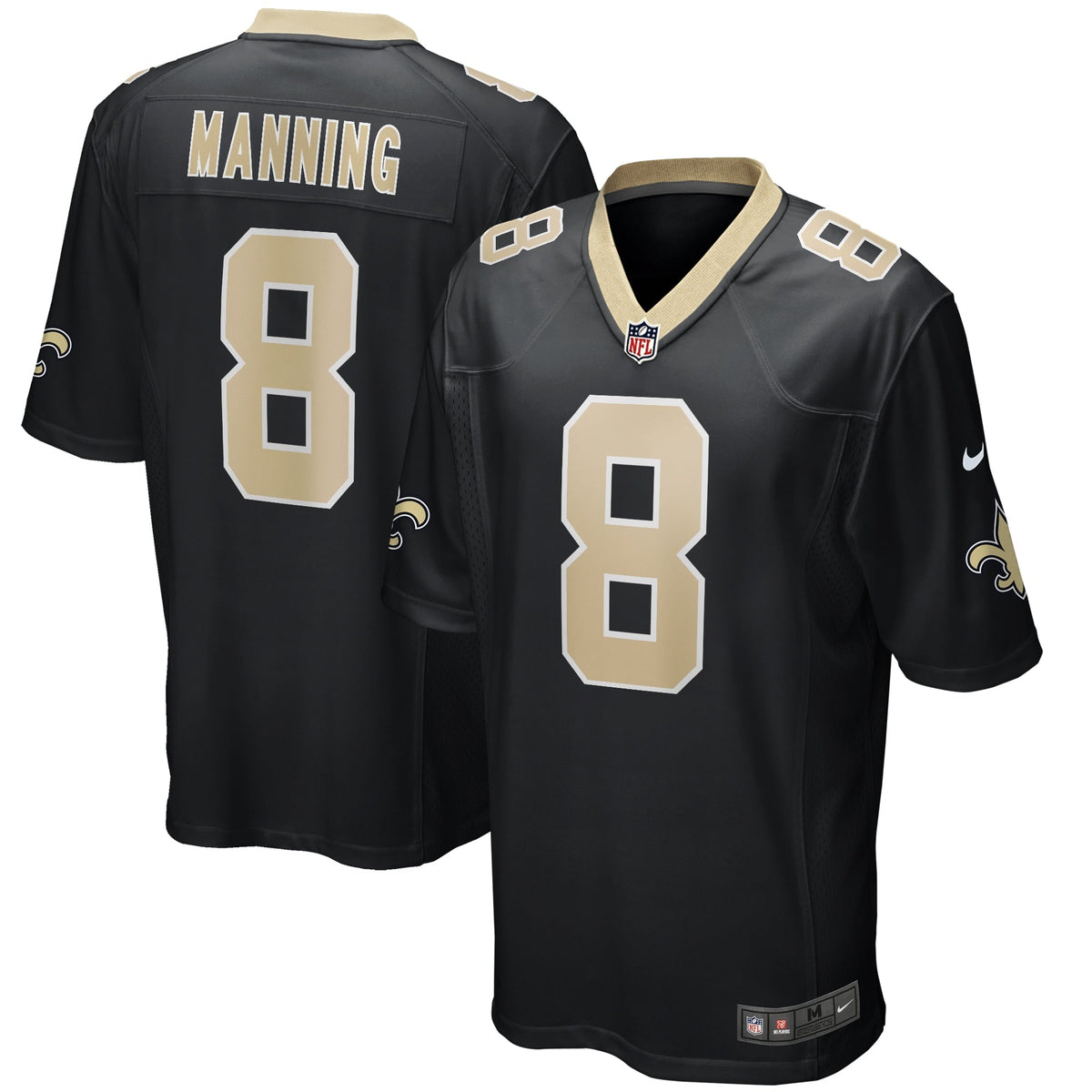 Archie Manning New Orleans Saints Nike Game Retired Jersey - Black football jersey product view 1