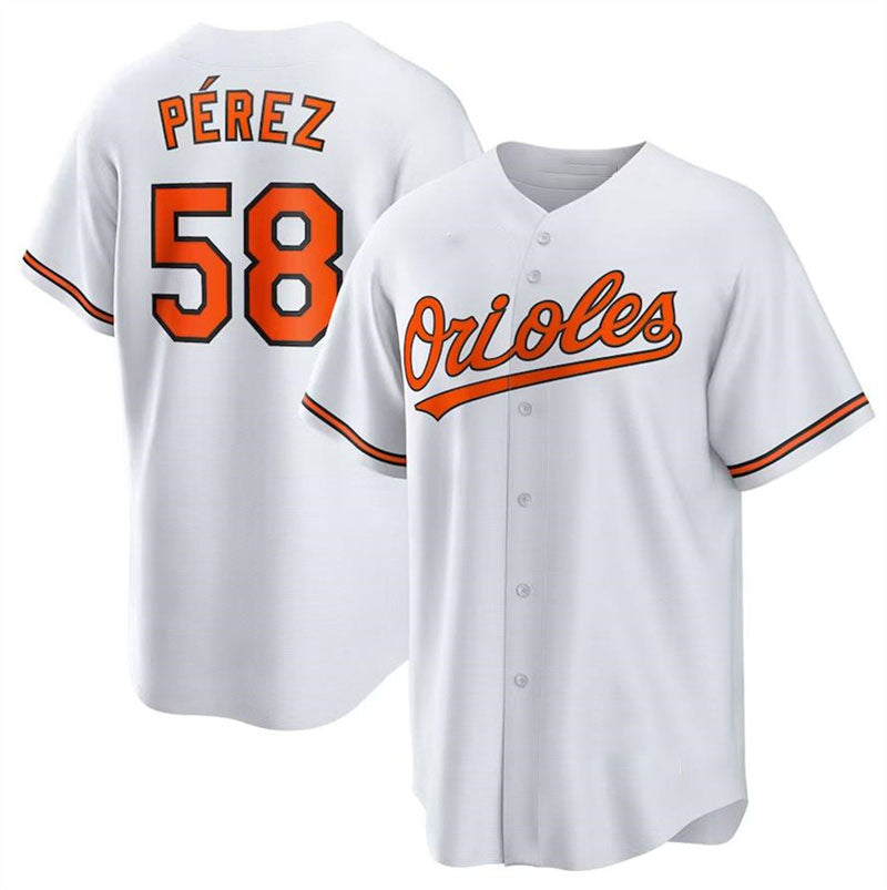 Baltimore Orioles #58 Cionel P¨¦rez White Authentic Player Jersey Baseball Jerseys baseball jersey product view 1