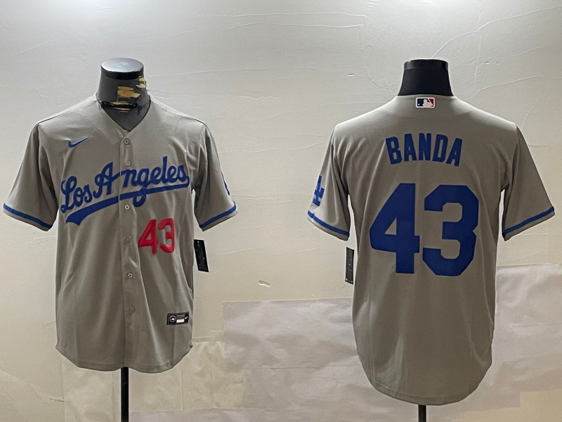Men's Los Angeles Dodgers Anthony Banda #43 Gray Player Jersey1 baseball jersey product view 1