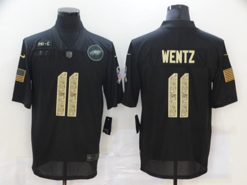 Men's Philadelphia Eagles #11 Carson Wentz Black Replica Player Jersey1 football jersey product view 1
