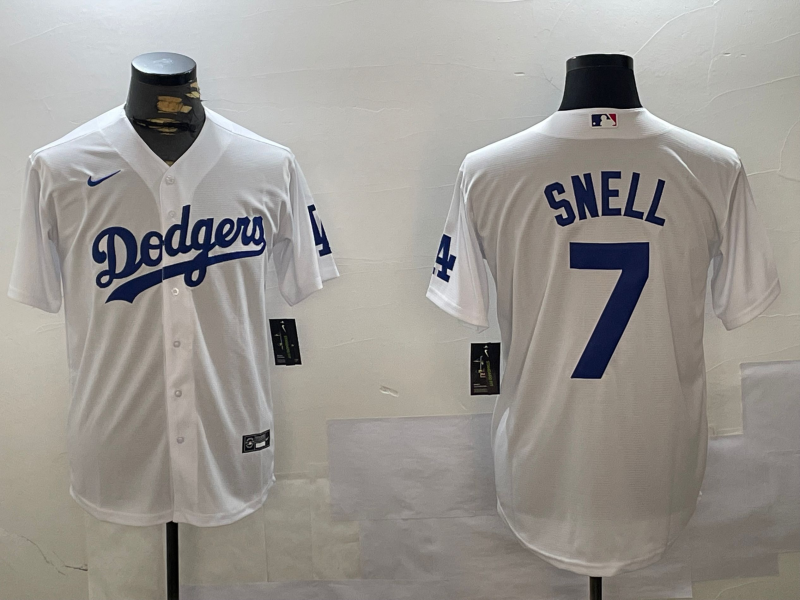 Men's Los Angeles Dodgers Blake Snell #7 White Home Replica Player Jersey1 baseball jersey product view 1