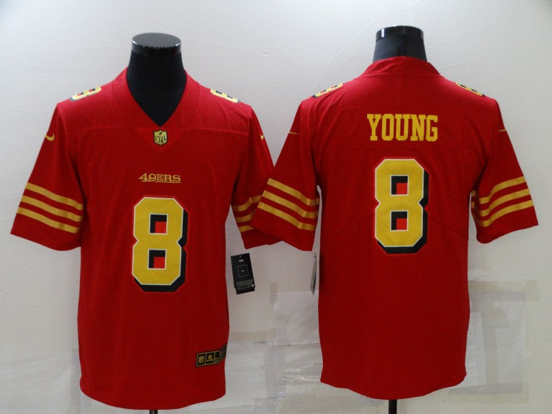 Men's San Francisco 49ers Steve Young #8 Red Player Game Jersey1 football jersey product view 1