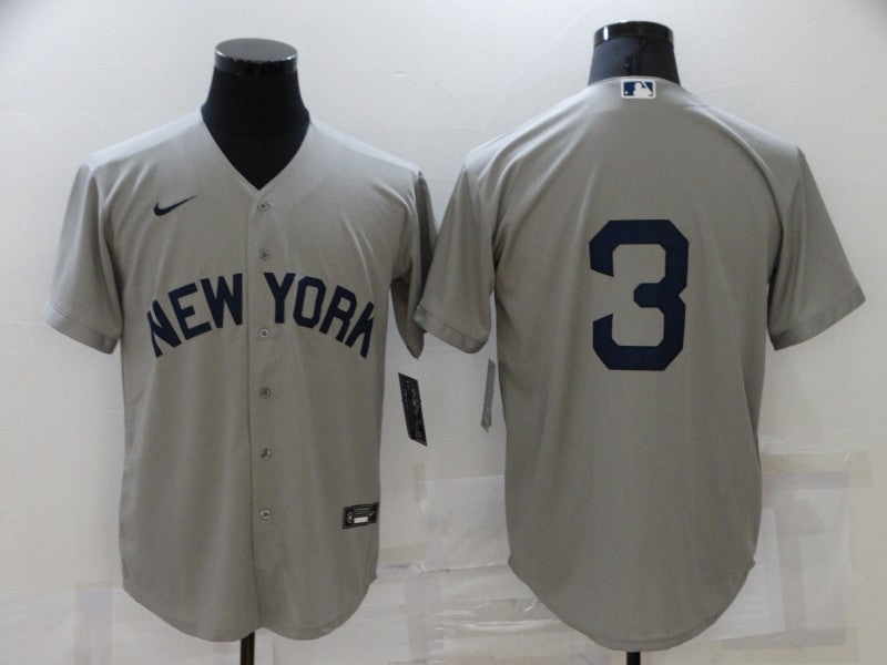 Men's New York Yankees Babe Ruth #3 Gray Replica Player Name Jersey1 baseball jersey product view 1