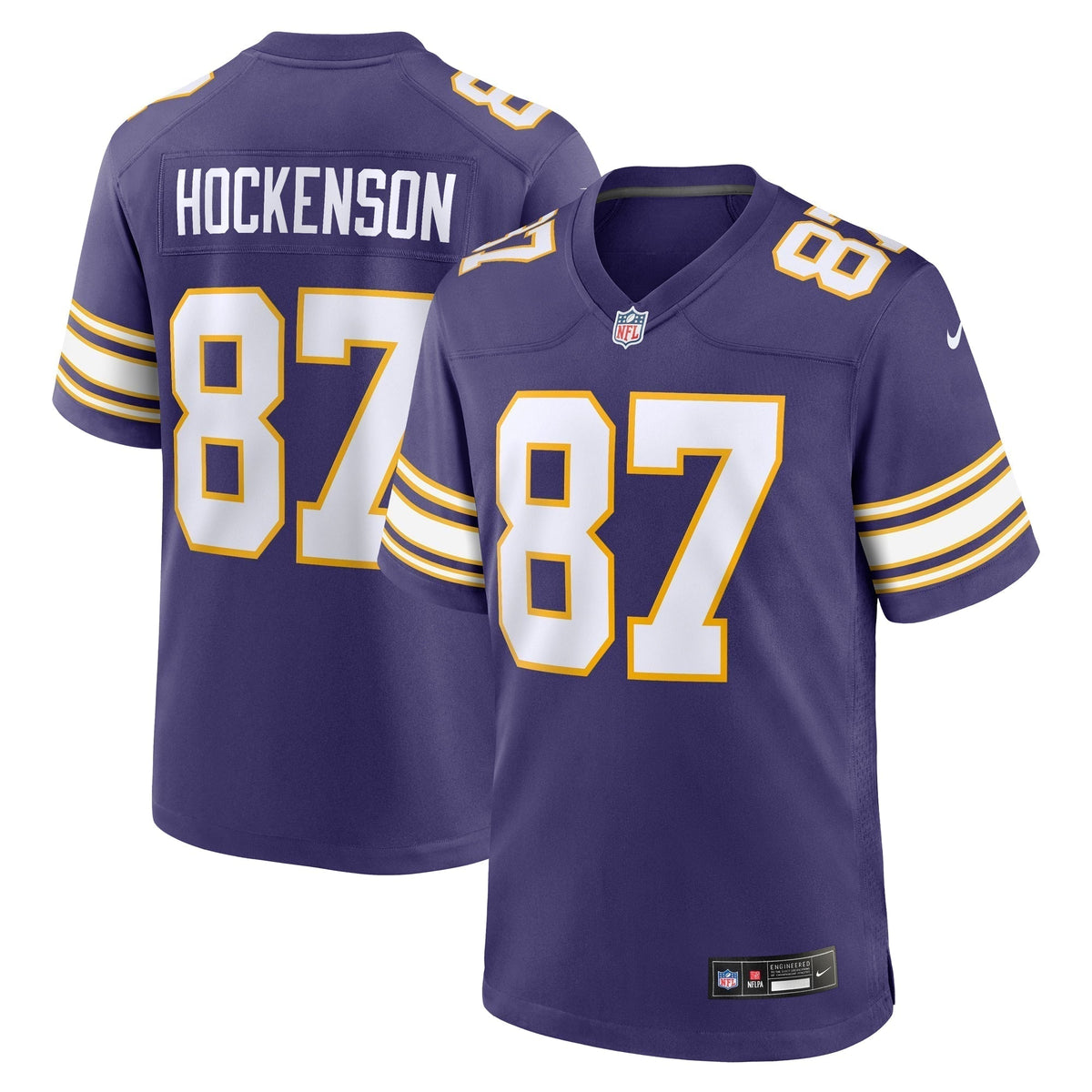 T.J. Hockenson Minnesota Vikings Nike Classic Game Jersey - Purple football jersey product view 1