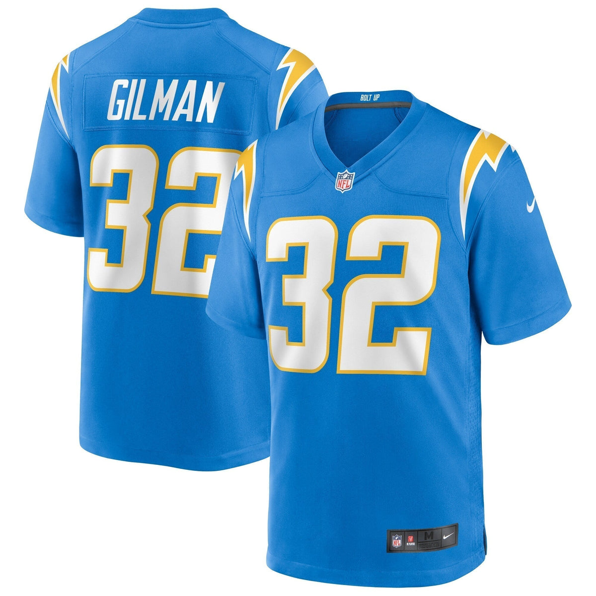 Alohi Gilman Los Angeles Chargers Nike Game Jersey - Powder Blue football jersey product view 1