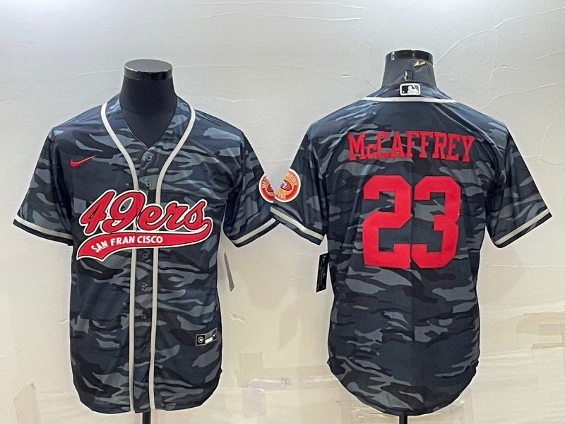 Men's San Francisco 49ers Christian McCaffrey #23 Grey Camouflage Player Jersey1 Joint Edition football jersey product view 1