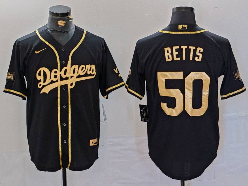 Men's Los Angeles Dodgers Mookie Betts #50 Black Player Jersey1 baseball jersey product view 1