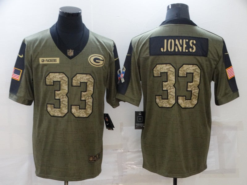 Men's Green Bay Packers Aaron Jones #33 Brown Player Game Jersey1 football jersey product view 1