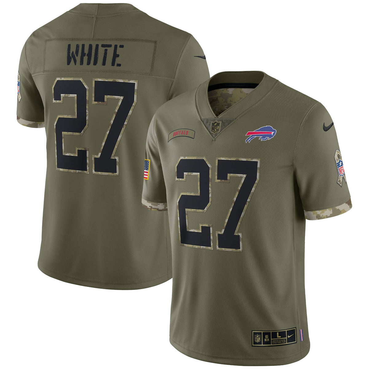 Tre'Davious White Buffalo Bills Nike 2022 Salute To Service Limited Jersey - Olive football jersey product view 1