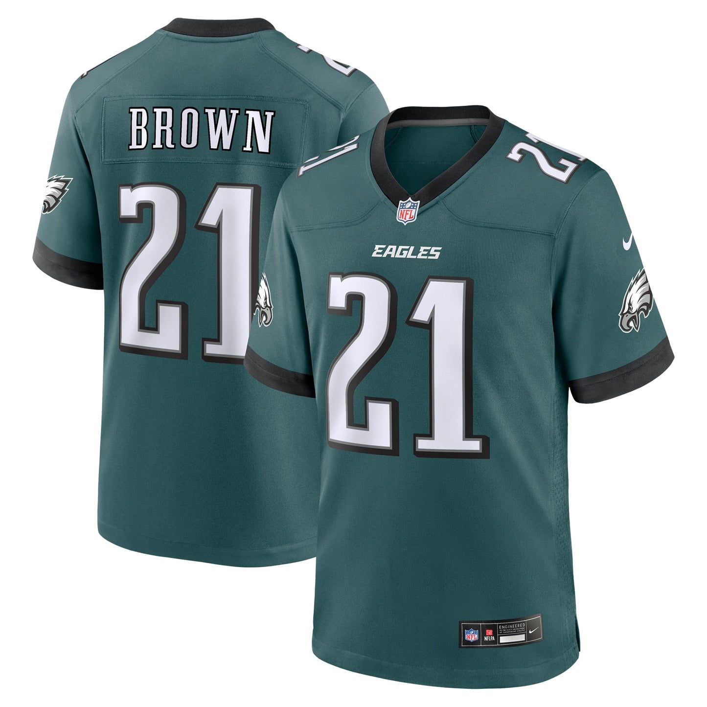 Sydney Brown Philadelphia Eagles Nike Team Game Jersey - Midnight Green football jersey product view 1