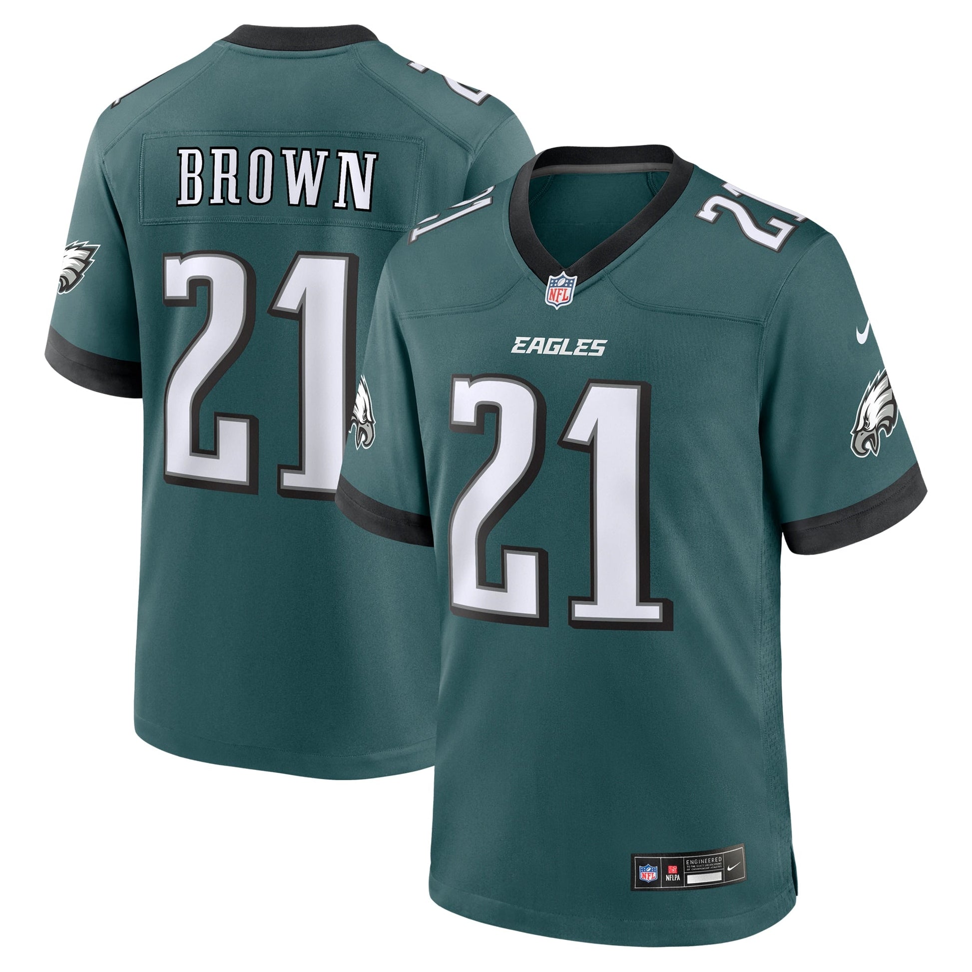 Sydney Brown Philadelphia Eagles Nike Team Game Jersey - Midnight Green football jersey product view 1