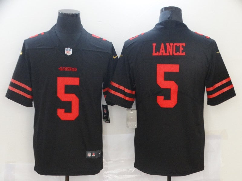 Men's San Francisco 49ers Trey Lance #5 Black Game Jersey1 football jersey product view 1