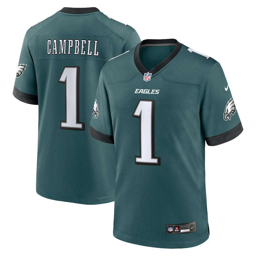 Philadelphia Eagles Jihaad Campbell Nike Green 2025 NFL Draft First Round Pick Game Jersey football jersey product view 1