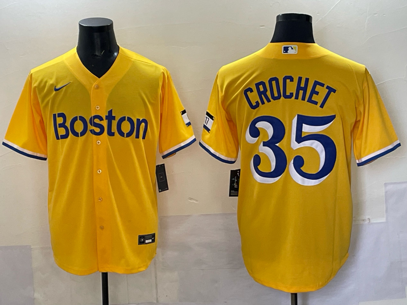Men's Boston Red Sox Garrett Crochet #35 Gold City Connect Player Jersey baseball jersey product view 1