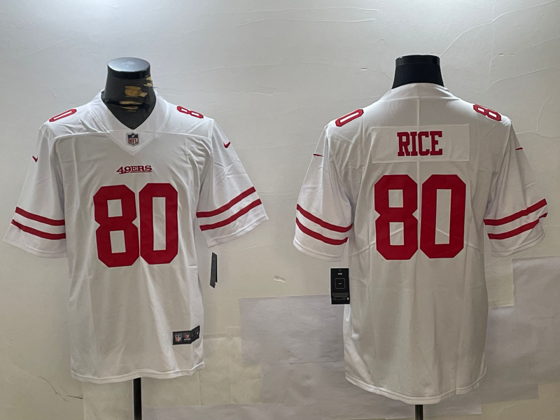 Men's San Francisco 49ers Jerry Rice #80 White Game Player Jersey1 football jersey product view 1