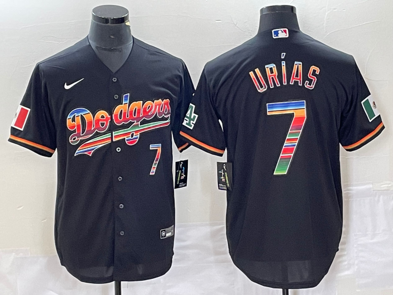 Men's Los Angeles Dodgers Julio Urias #7 Black Alternate Replica Game Jersey1 baseball jersey product view 1
