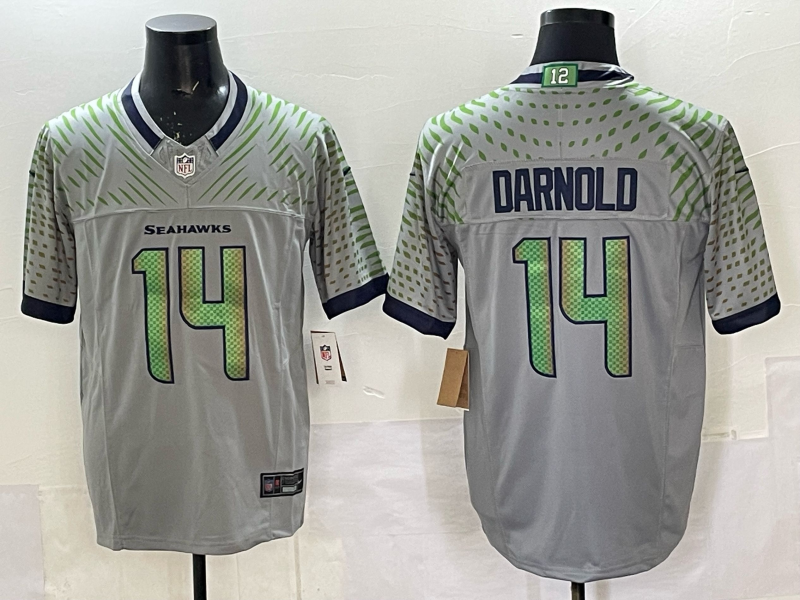 Men's Seattle Seahawks Sam Darnold #14 Wolf Gray 2025 Rivalries Collection Limited Jersey football jersey product view 1