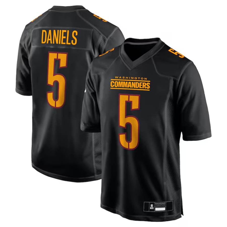 #5 Jayden Daniels Player W.Commanders Carbon Black Fashion Football Jerseys football jersey product view 2