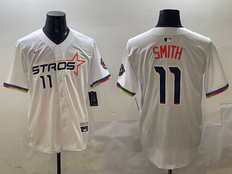 Men's Houston Astros Cam Smith #11 White 2025 City Connect Limited Player Jersey baseball jersey product view 1