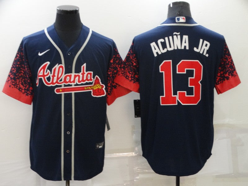 Men's Atlanta Braves Ronald Acuna Jr. #13 Navy Stitched Player Jersey1 baseball jersey product view 1