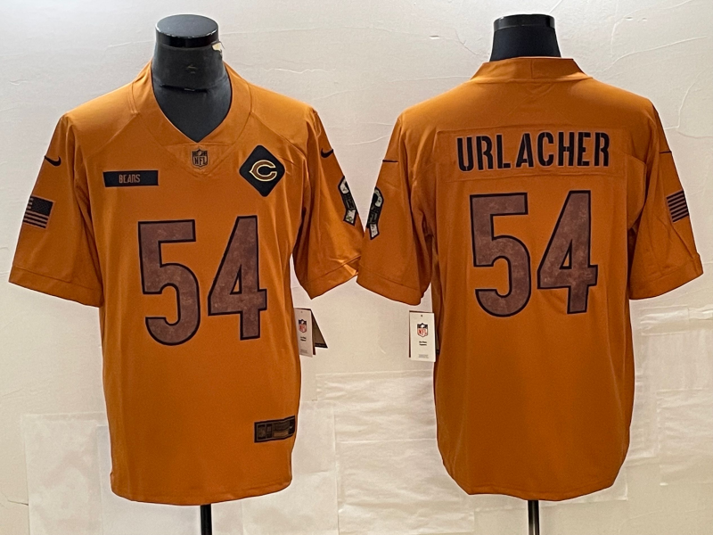 Men's Chicago Bears Brian Urlacher #54 Brown 2023 Salute To Service Retired Player Limited Jersey1 football jersey product view 1