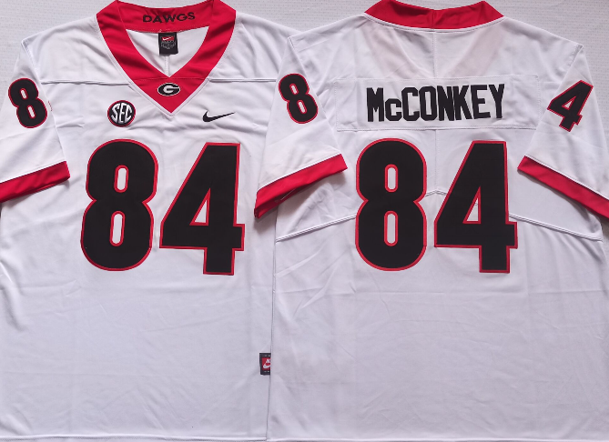 Men's Georgia Bulldogs Ladd McConkey #84 White Player Game Jersey sports jersey product view 1