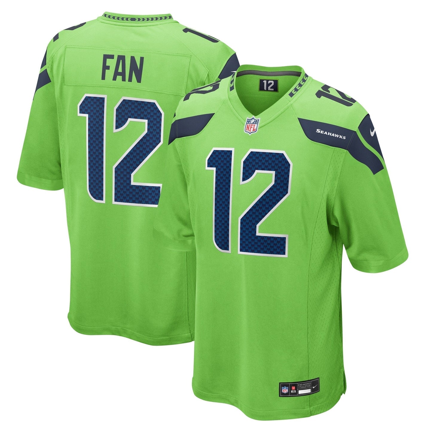 12s Seattle Seahawks Nike Game Jersey - Neon Green football jersey product view 1