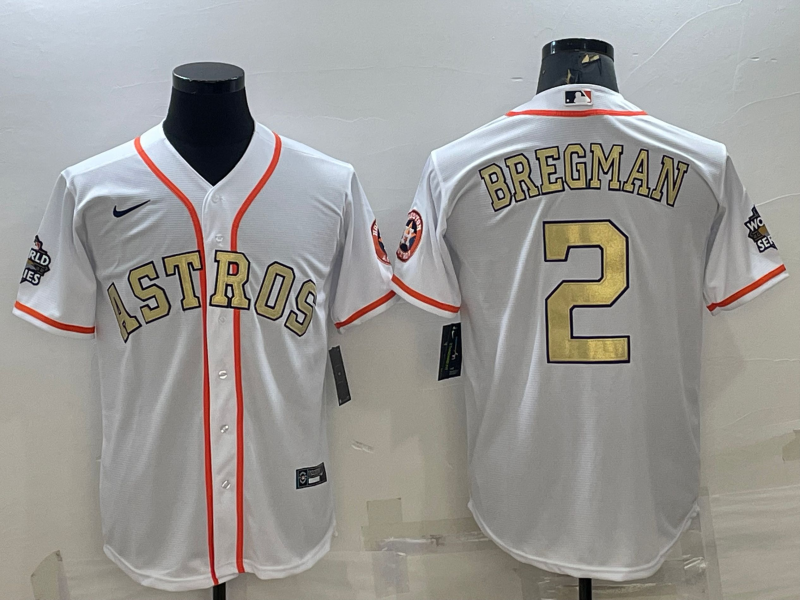 Men's Houston Astros Alex Bregman #2 White Replica Player Jersey baseball jersey product view 1