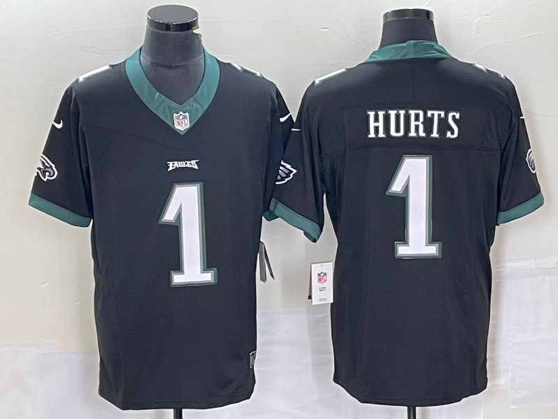 Men's Philadelphia Eagles Jalen Hurts #1 Black Game Jersey1 football jersey product view 1