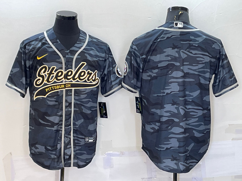 Men's Pittsburgh Steelers Gray Camouflage Blank Jersey1 football jersey product view 1