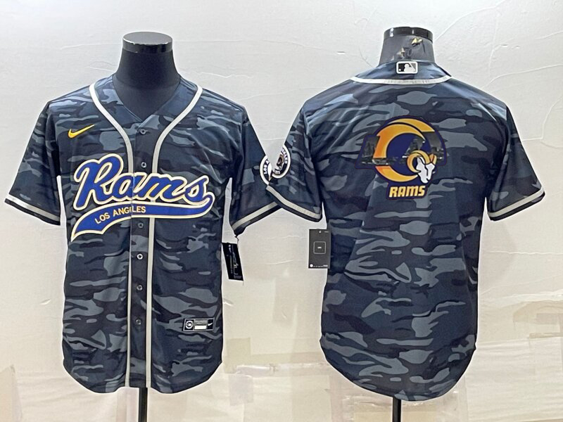 Men's Los Angeles Rams Grey Camouflage Game Jersey1 football jersey product view 1