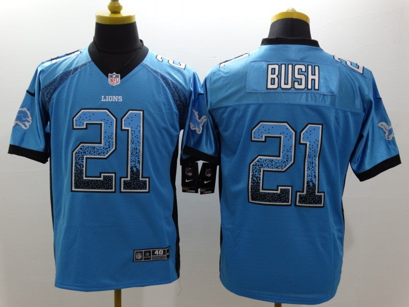 Men's Detroit Lions Reggie Bush #21 Blue Game Jersey1 football jersey product view 1