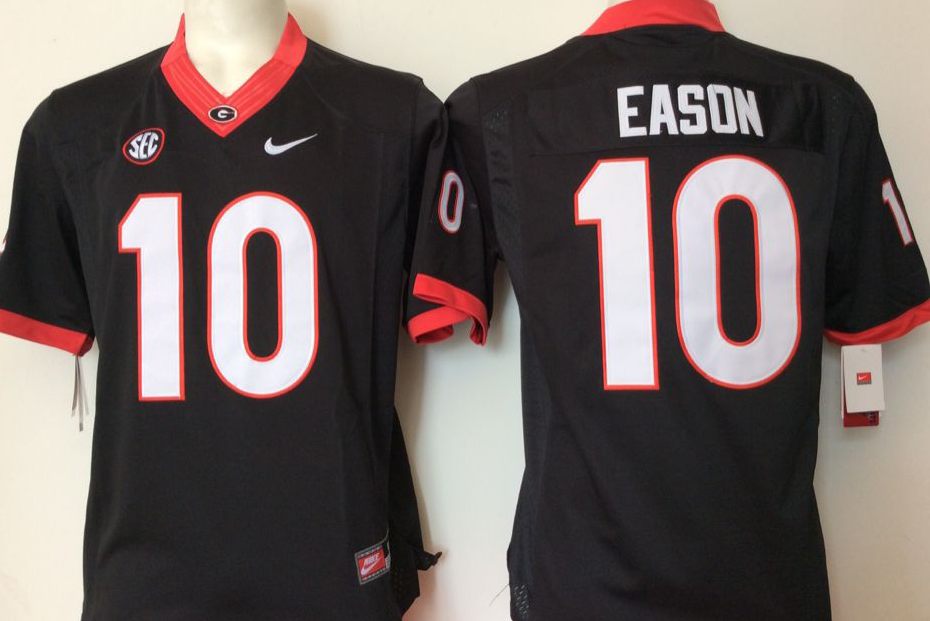 Men's Georgia Bulldogs Jacob Eason #10 Black Player Game Jersey sports jersey product view 1