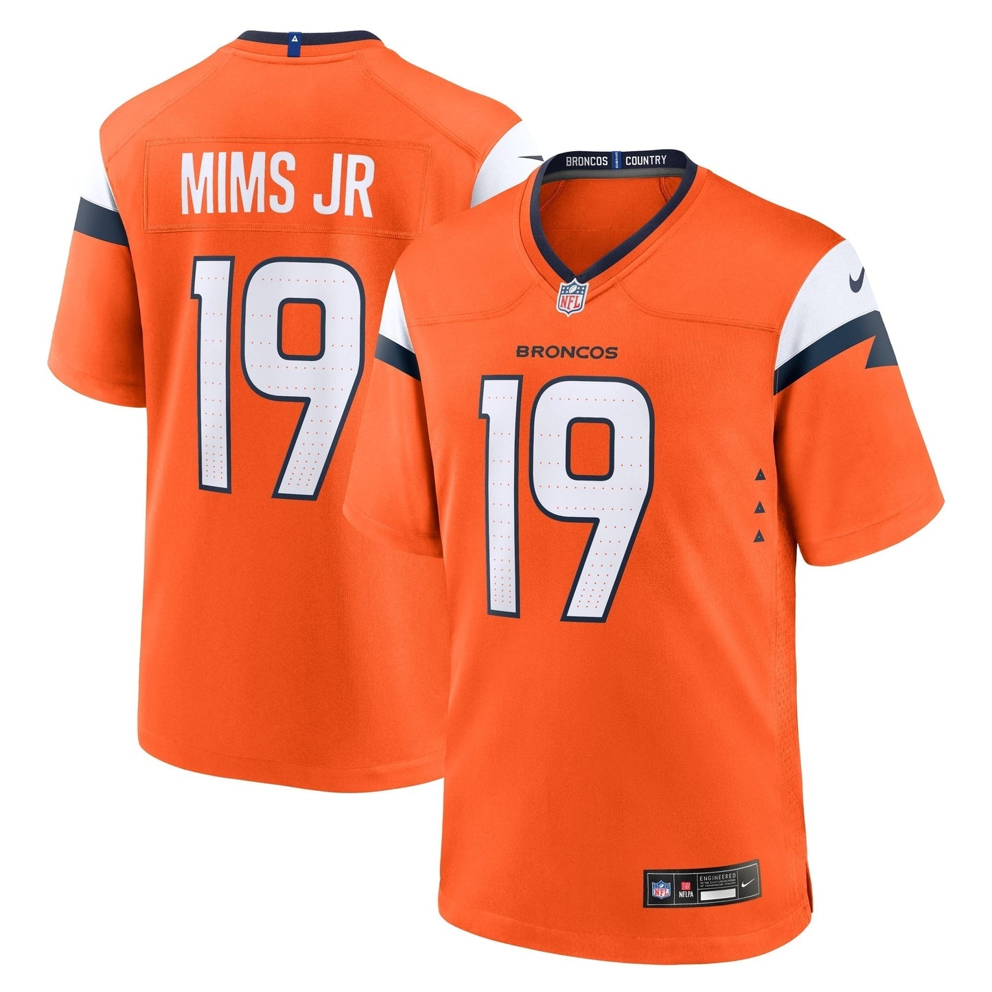 Marvin Mims Jr Denver Broncos Nike Team Game Jersey - Orange football jersey product view 1