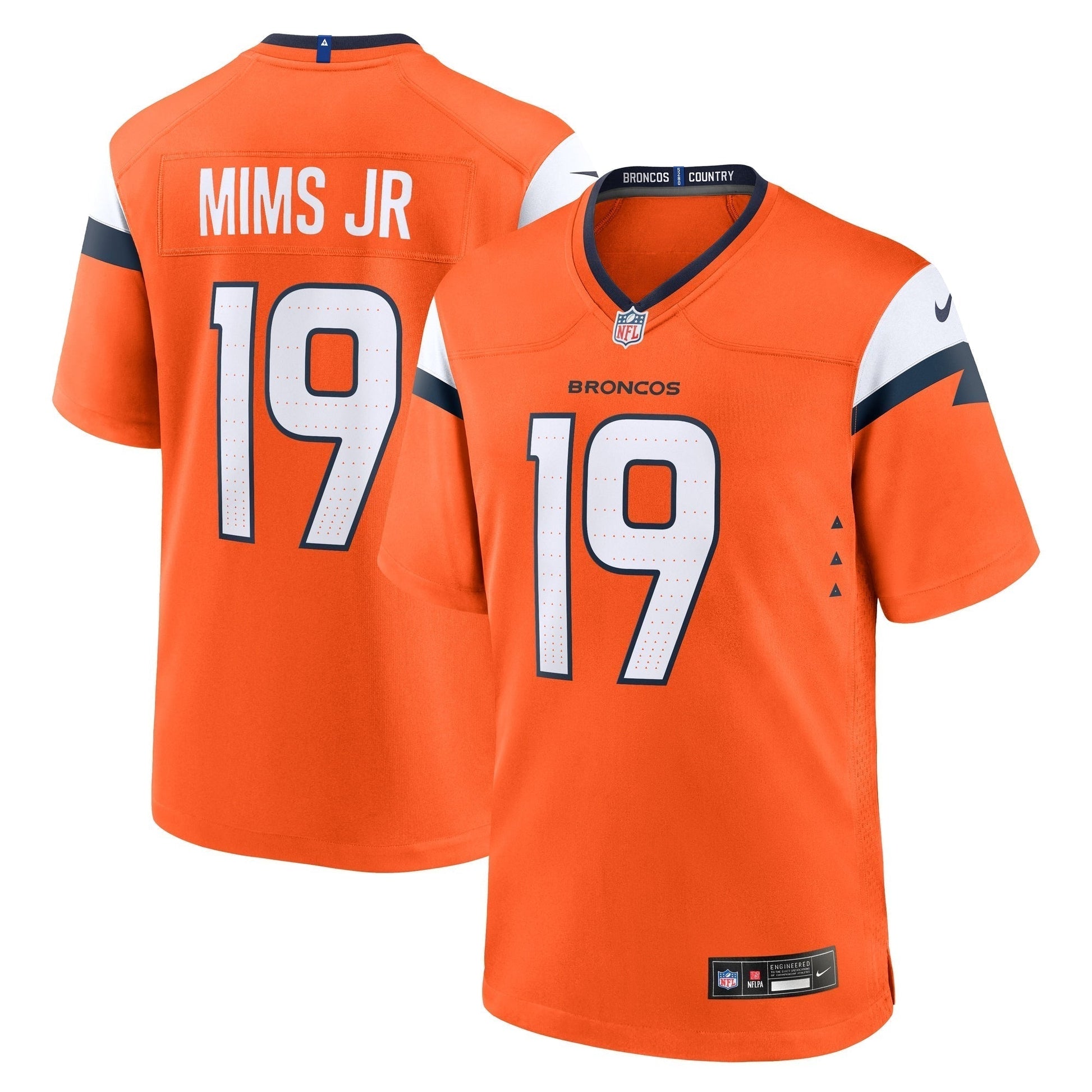 Marvin Mims Jr Denver Broncos Nike Team Game Jersey - Orange football jersey product view 1