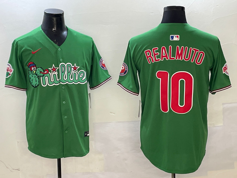 Men's Philadelphia Phillies JT Realmuto #10 Green Replica Team Jersey1 baseball jersey product view 1
