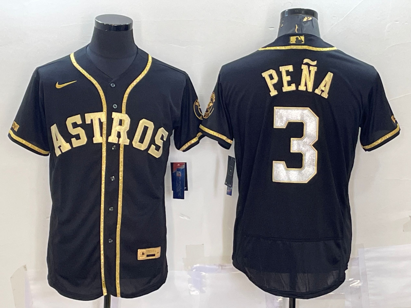 Men's Houston Astros Jeremy Pena #3 Black Replica Team Jersey1 baseball jersey product view 1
