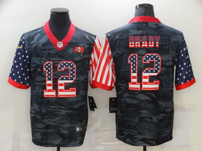 Men's Tampa Bay Buccaneers Tom Brady #12 Gray Camouflage Player Game Jersey1 football jersey product view 1