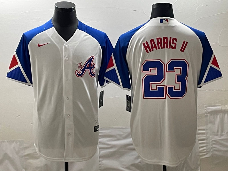 Men's Atlanta Braves Michael Harris II Nike White 2023 City Connect Replica Player Jersey1 baseball jersey product view 1